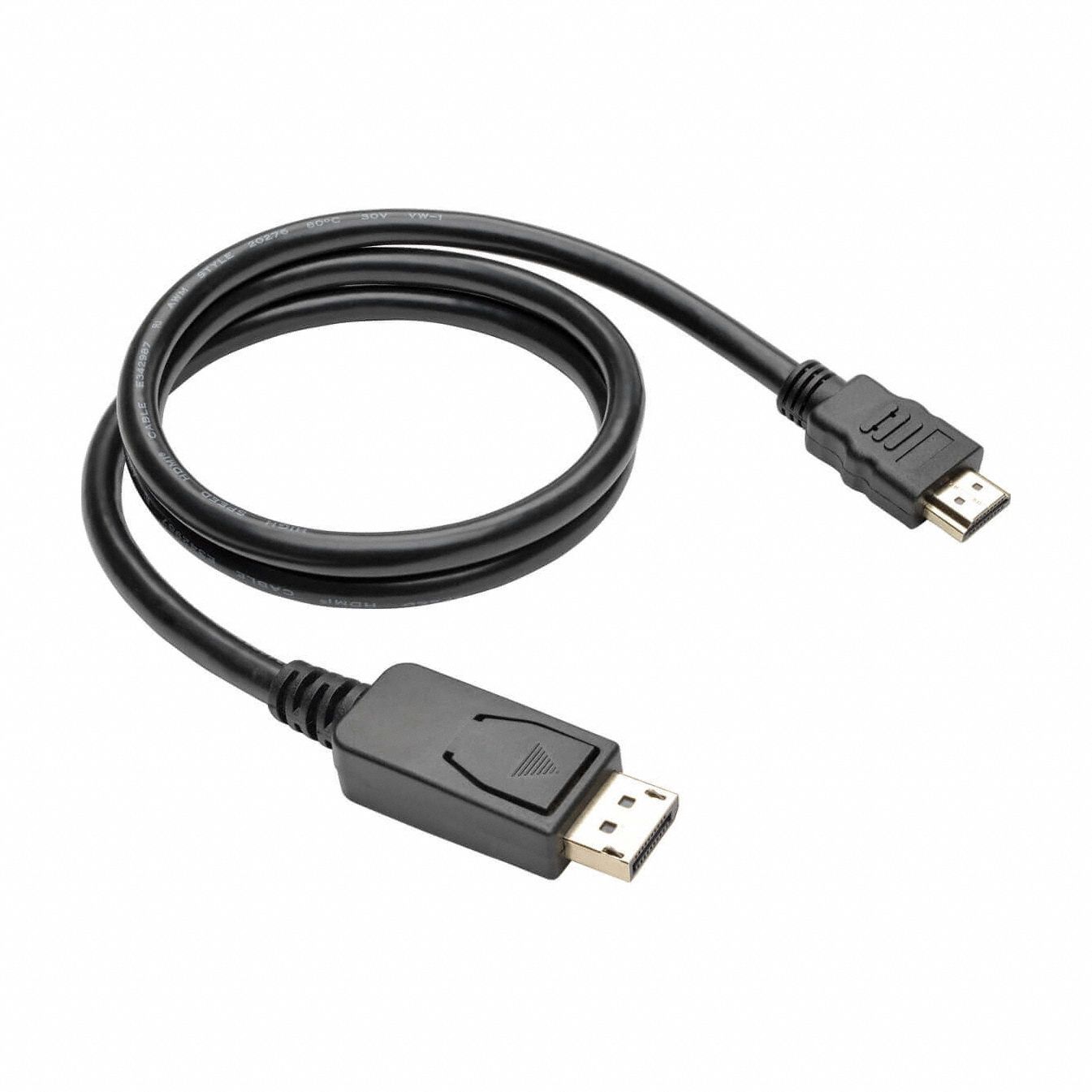 Cable: Display Port Male to HDMI Male Connection, 3 ft Cable Lg, PVC, Black