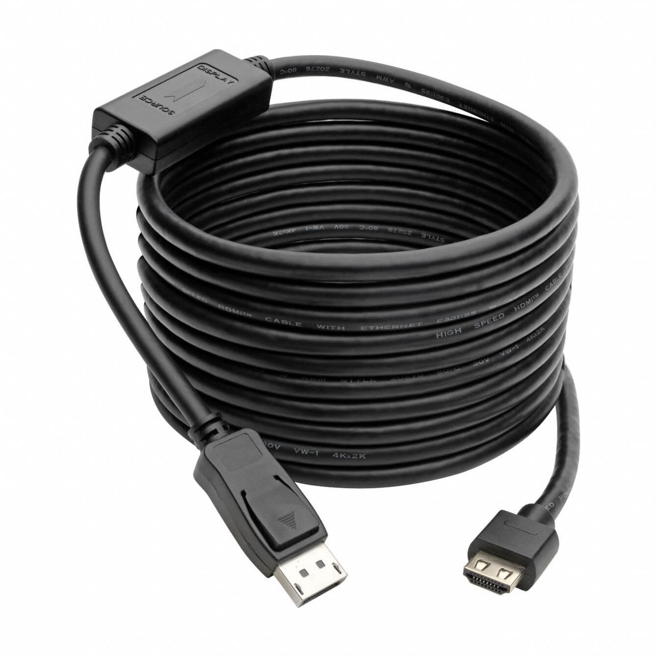 Cable: Display Port Male to HDMI Male Connection, 15 ft Cable Lg, PVC, Black