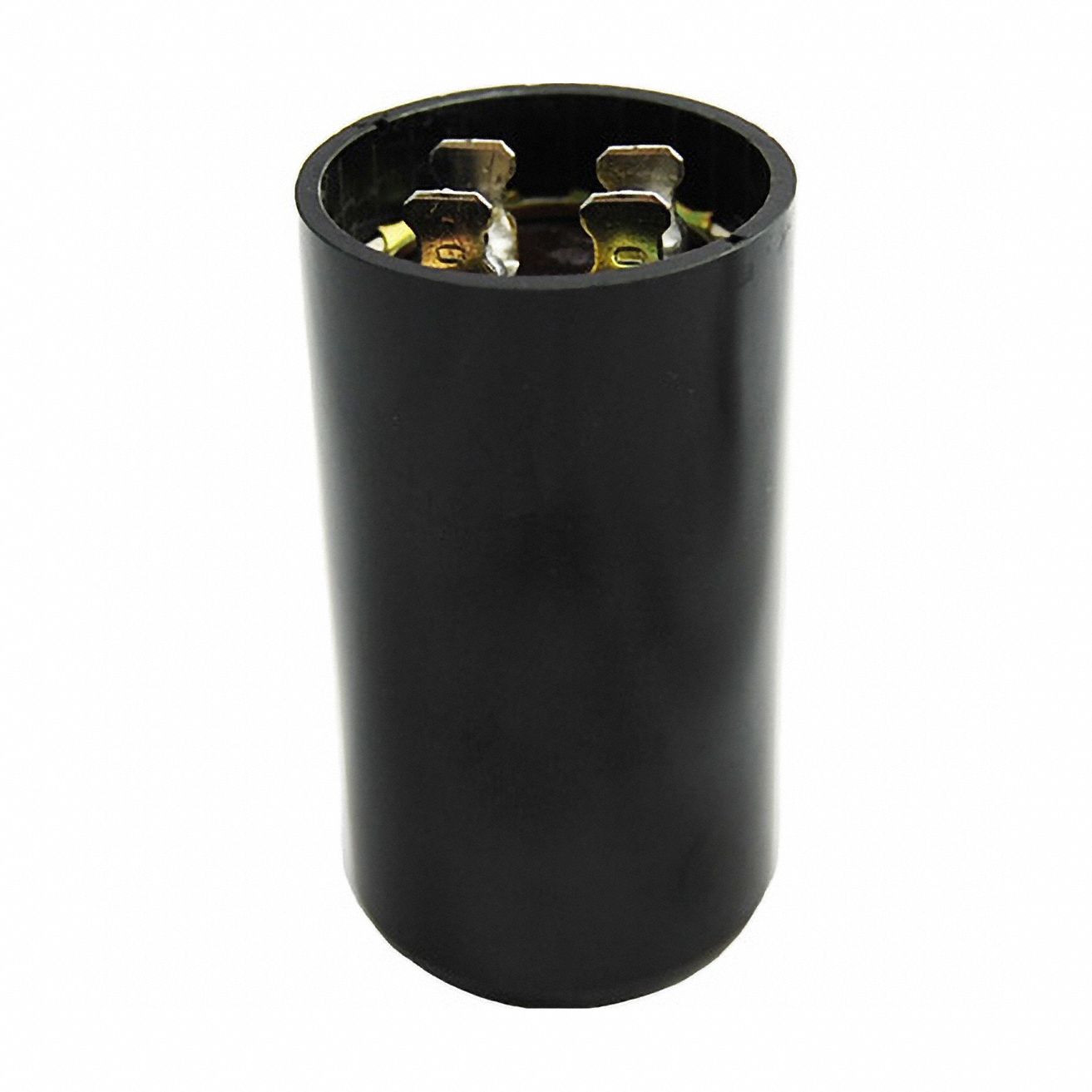 Motor Start Capacitor: Round, 3 3/8 in Case Ht, 1 13/16 in Dia, 220-250V AC, 145-174 MFD