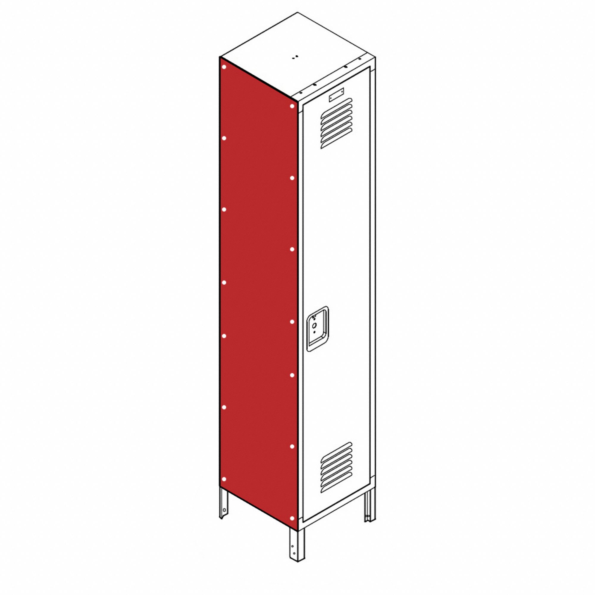 End Panel For Flat-Top Locker: 12 in x 12 in x 60 in, 2 Panels, Steel, For 60 in Locker Ht