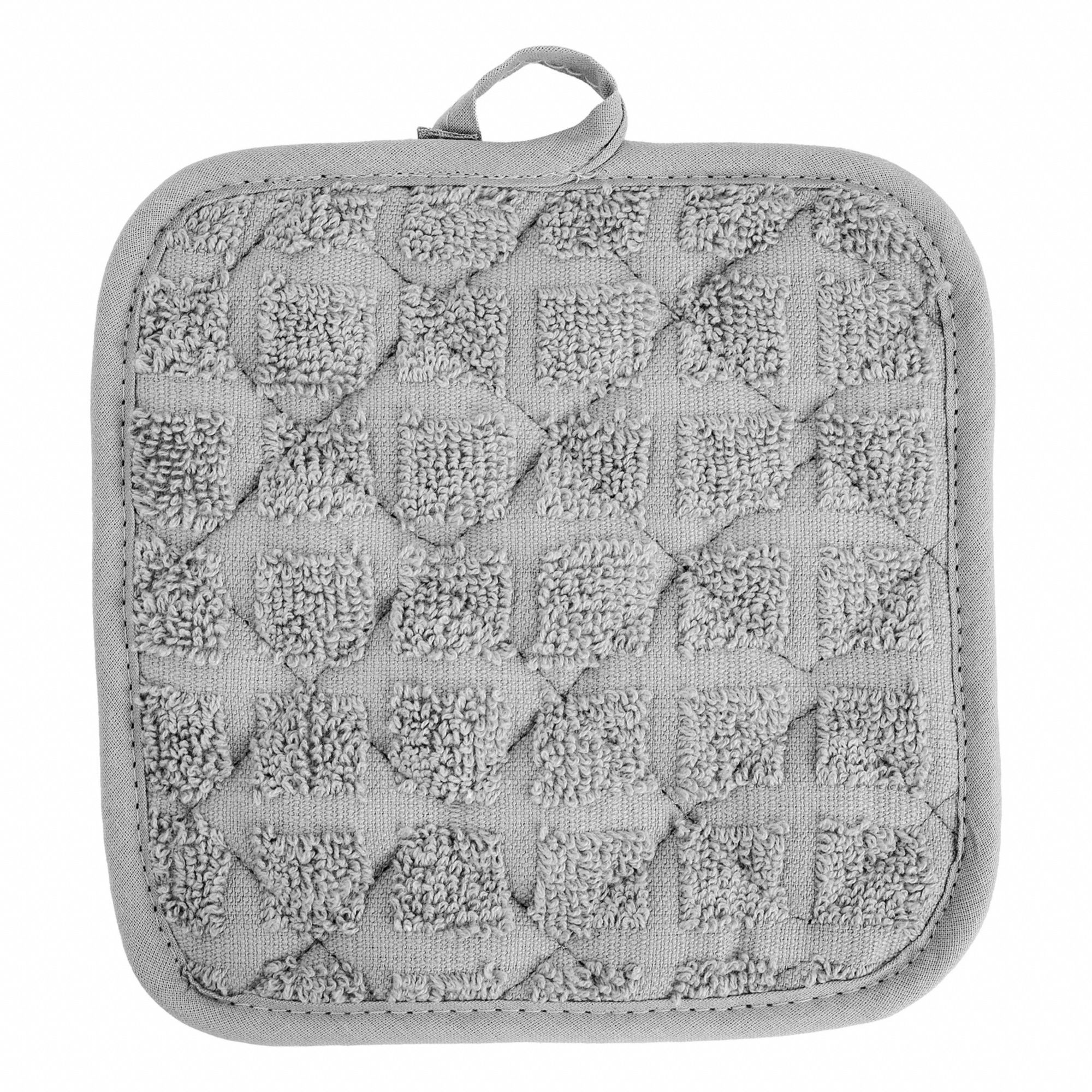 Pot Holder: 7 in Overall Lg, Ring-Spun Cotton, Gray