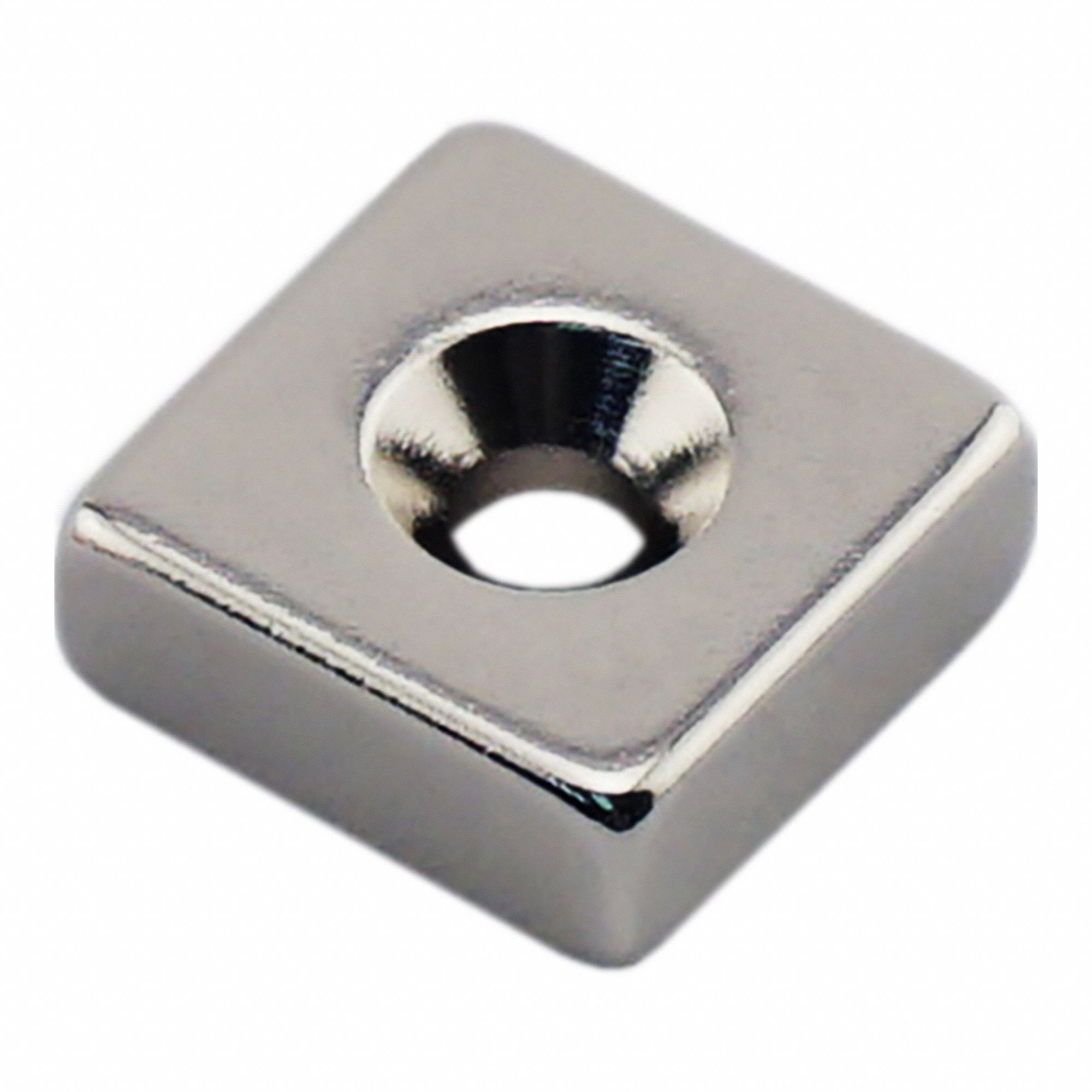 Rare Earth Magnet: Neodymium, 0.135" Tap Size, 0.188 in Thick, 1/2 in Overall Wd, 45