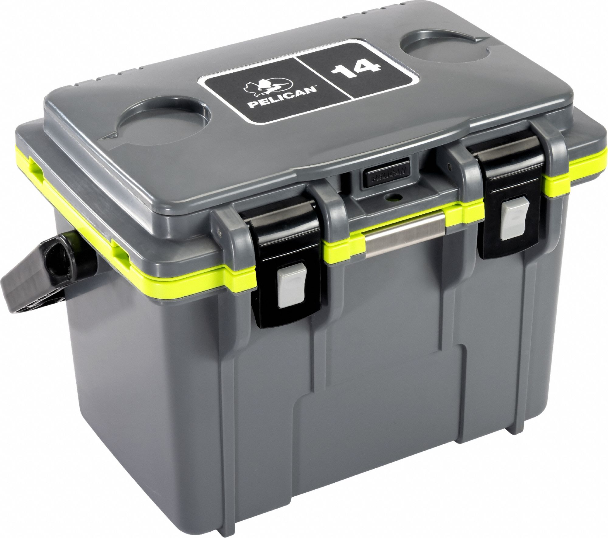 Chest Cooler: Gray/Green, 6 Cans, 14 qt Cooler Capacity, 5 day Ice Retention