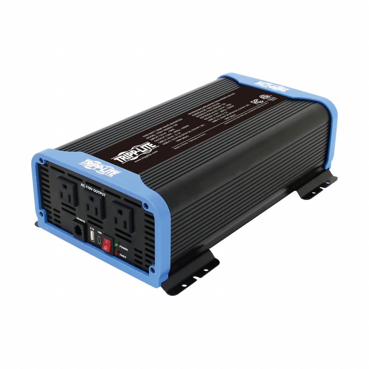 Power Inverter: Pure Sine Wave, 2 USB Ports, 1, 500 W Continuous Output Power, 110V