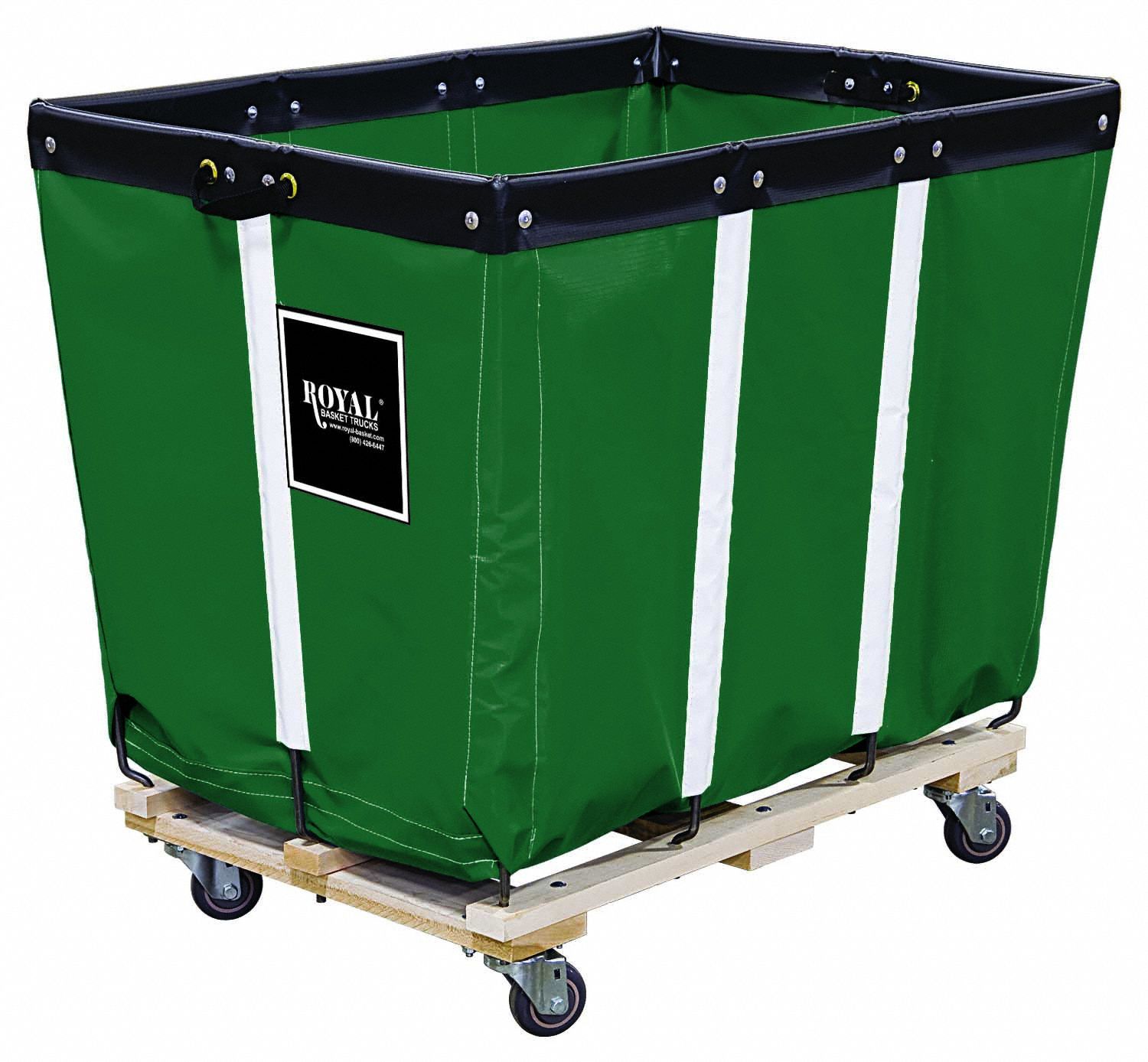 Basket Truck: Vinyl Liner, Green, (2) Rigid/(2) Swivel, Corner, 30 in Overall Lg