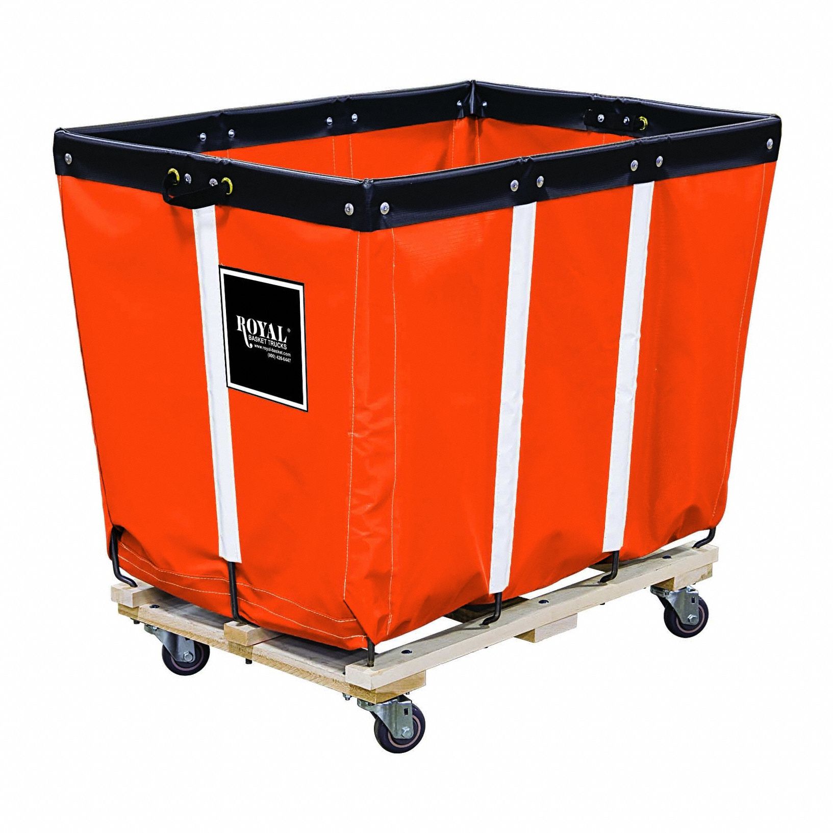 Basket Truck Wood Base: Orange, (4) Swivel, 6 bu Truck Capacity, 1 Compartments