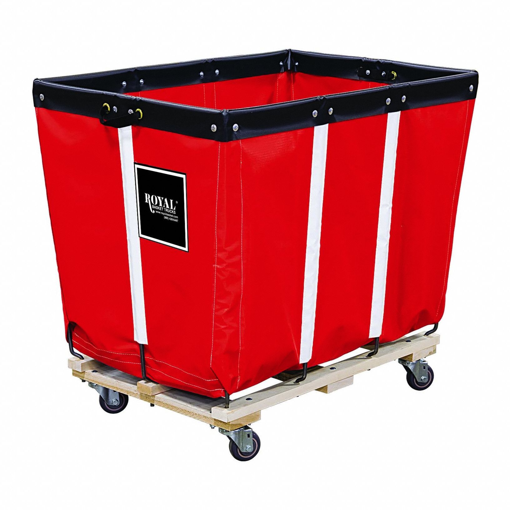 Basket Truck Wood Base: Red, (4) Swivel, 4 bu Truck Capacity, 26 in Overall Lg