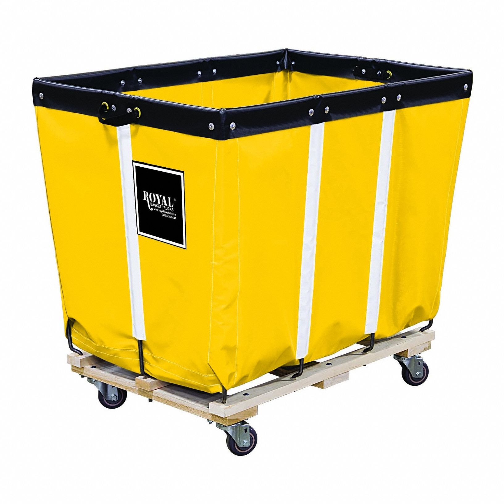 Basket Truck Wood Base: Yellow, (4) Swivel, 6 bu Truck Capacity, 1 Compartments