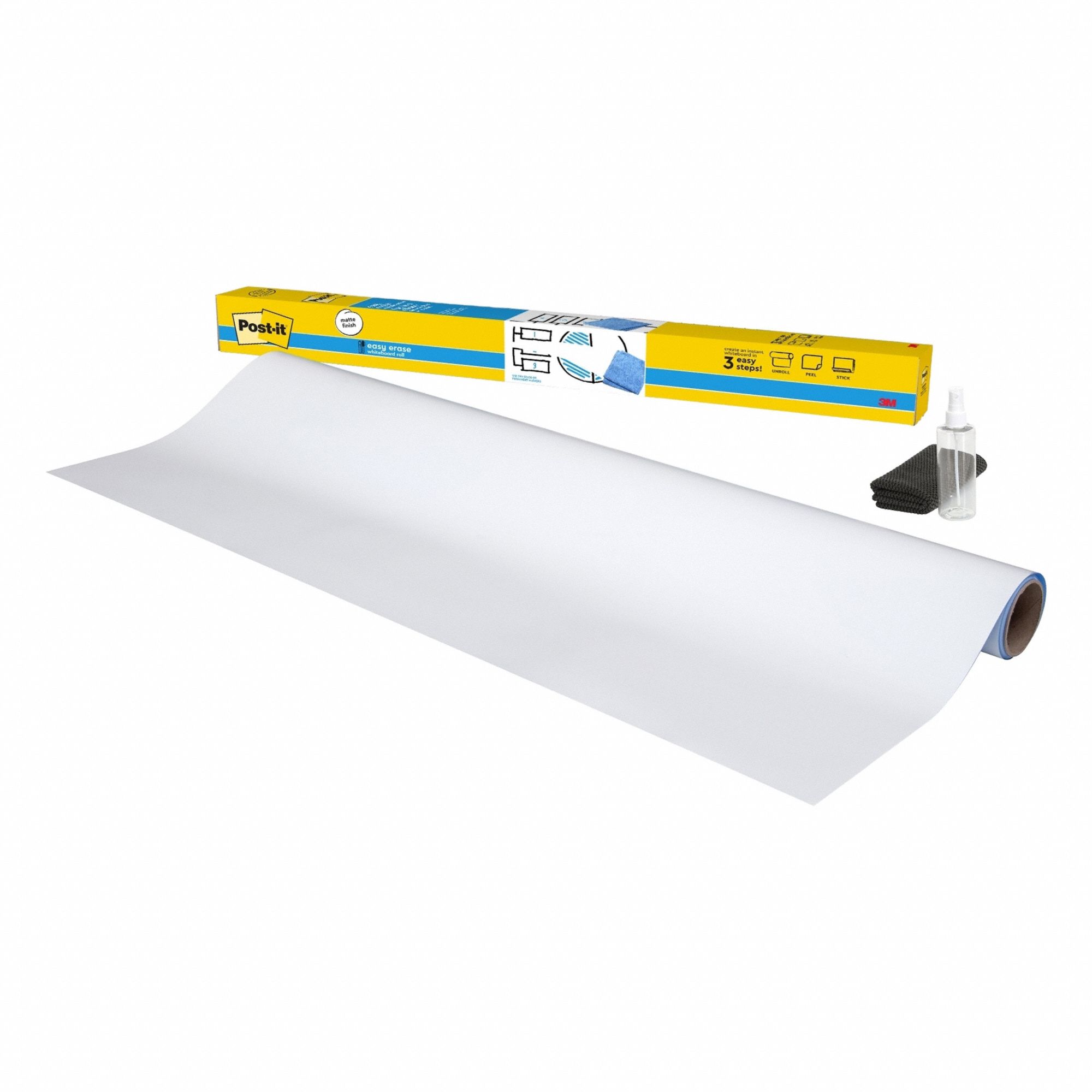Dry Erase Sheet: 1 Sheets per Roll, 8 ft Overall Ht, 4 ft Overall Wd, Self-Sticking, Plastic