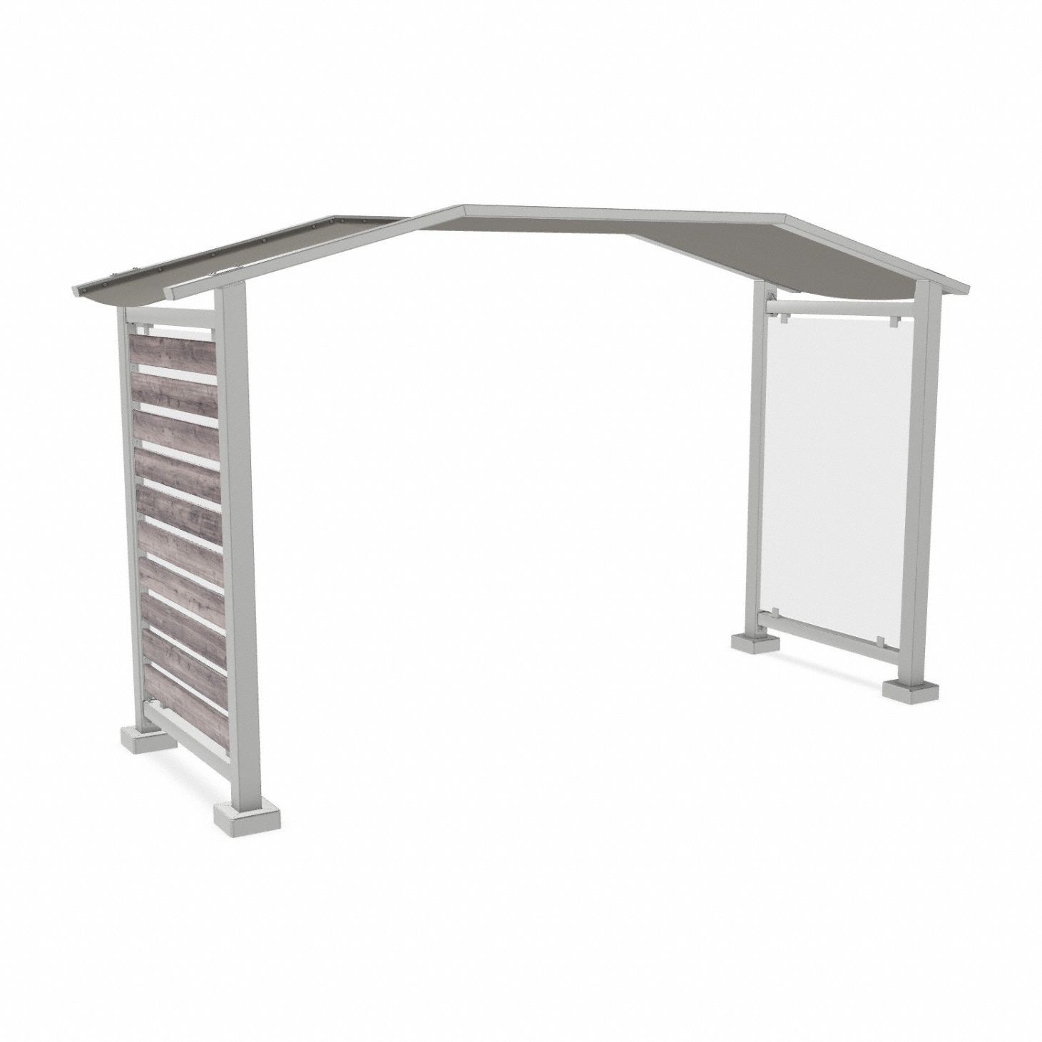 Outdoor Collaboration Unit: Glass, 104 1/2 in Overall Ht, 62 1/4 in Overall Wd, Silver, White