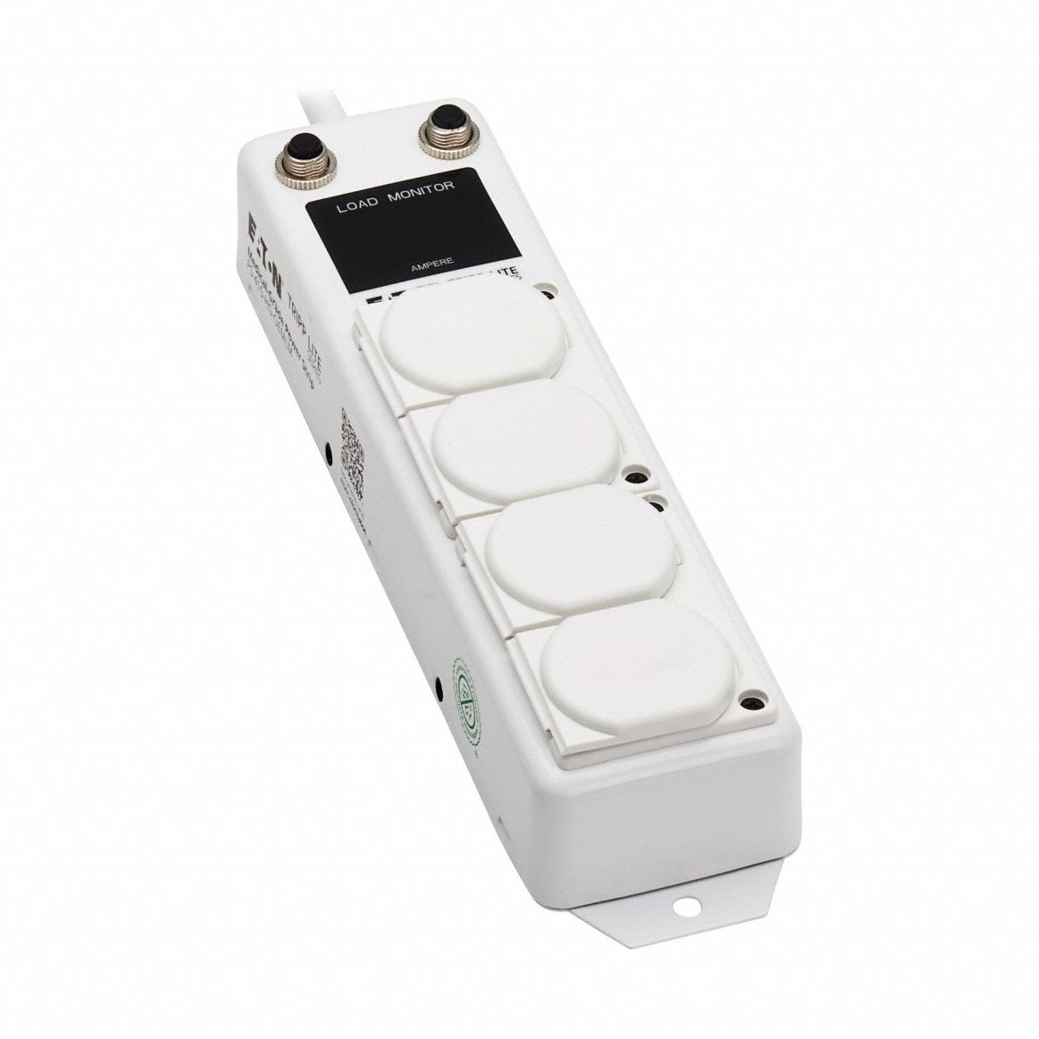 Power Strip: 4 Outlets, 15 ft Cord Lg, 15 A Max. Amps, White, Power Indicator