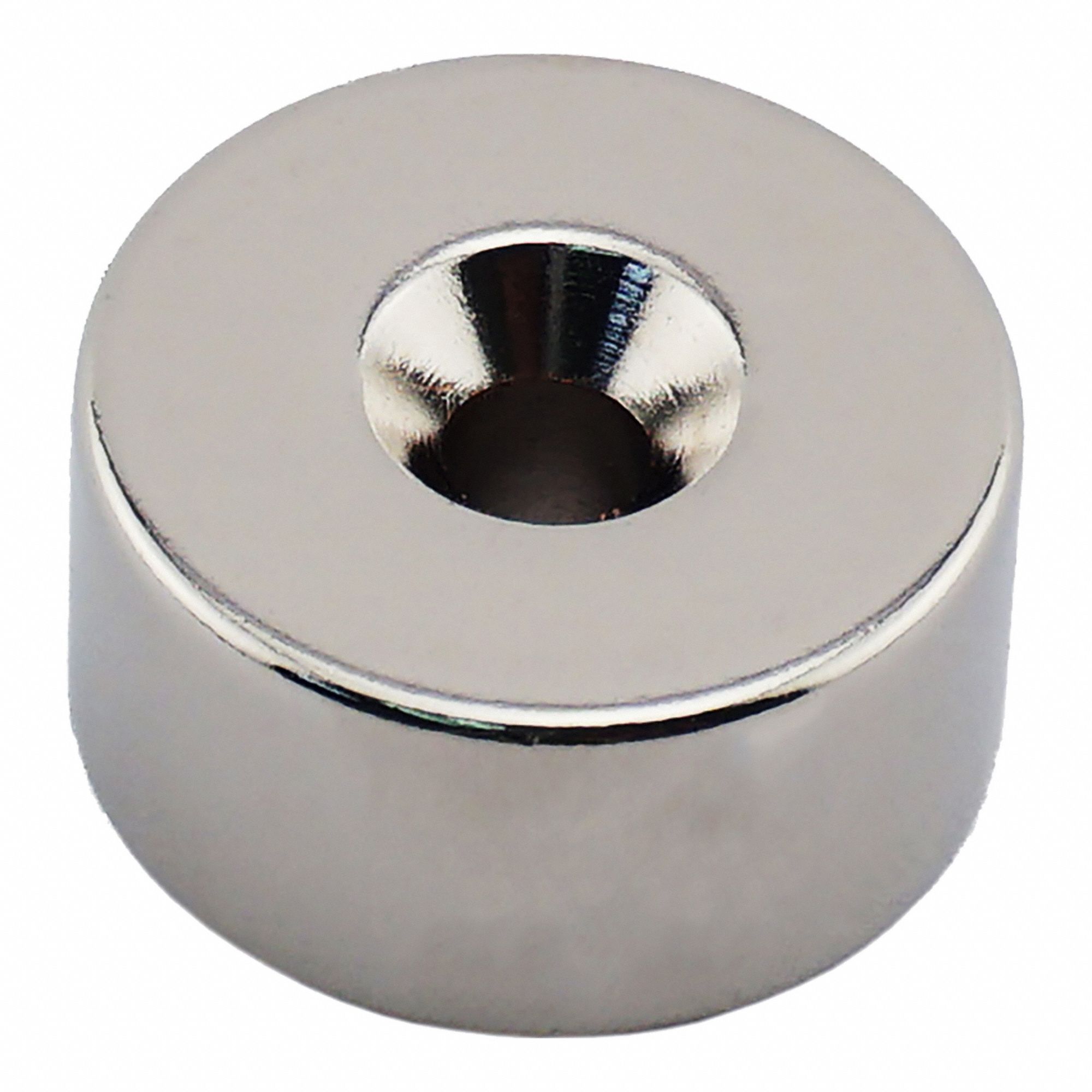 Rare Earth Magnet: Neodymium, 1 in Outside Dia, 0.5 in Thick, Ring Magnet, 45