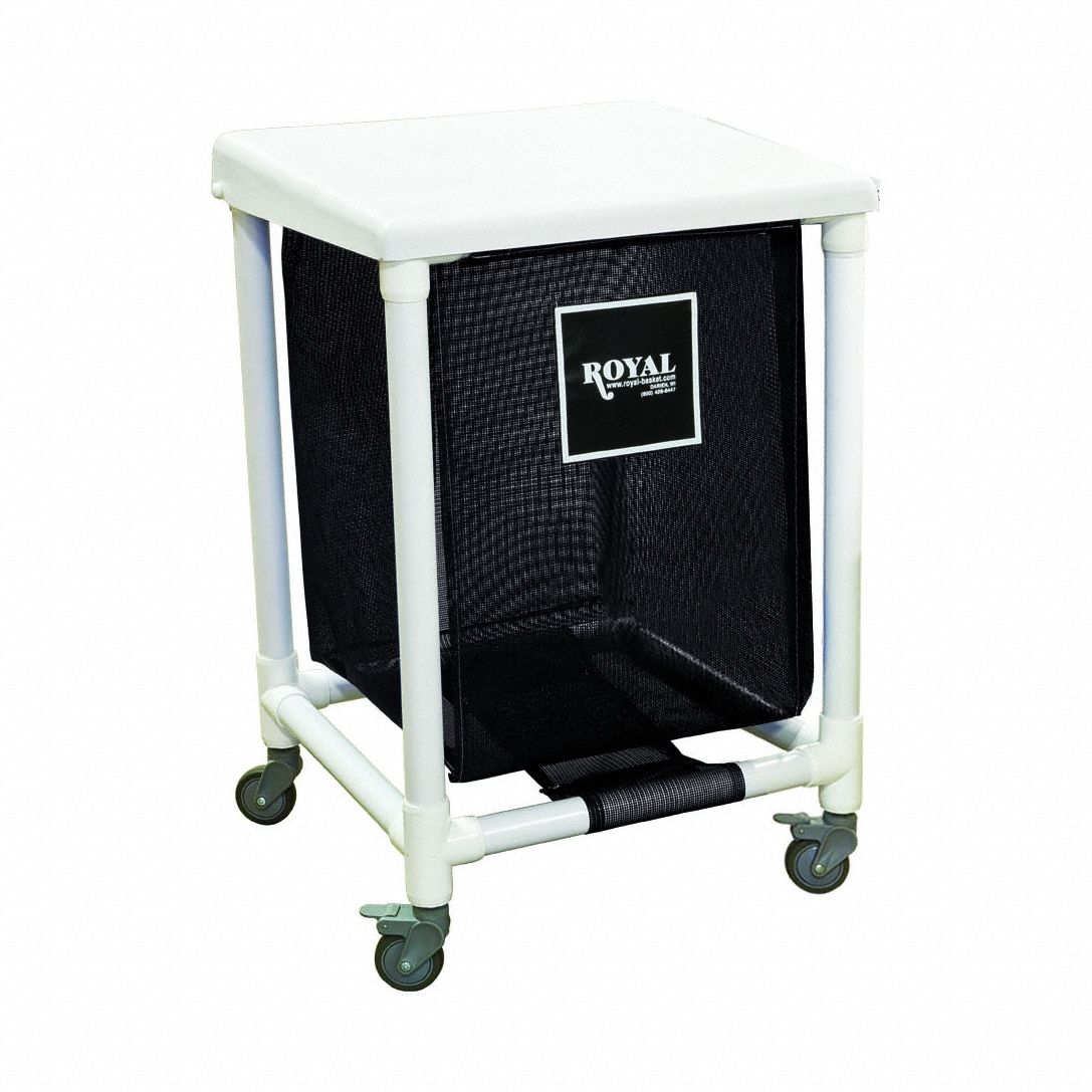 PVC Hamper: PVC Liner, Black, (4) Swivel (2) with Brake, 6.5 cu ft Total Volume