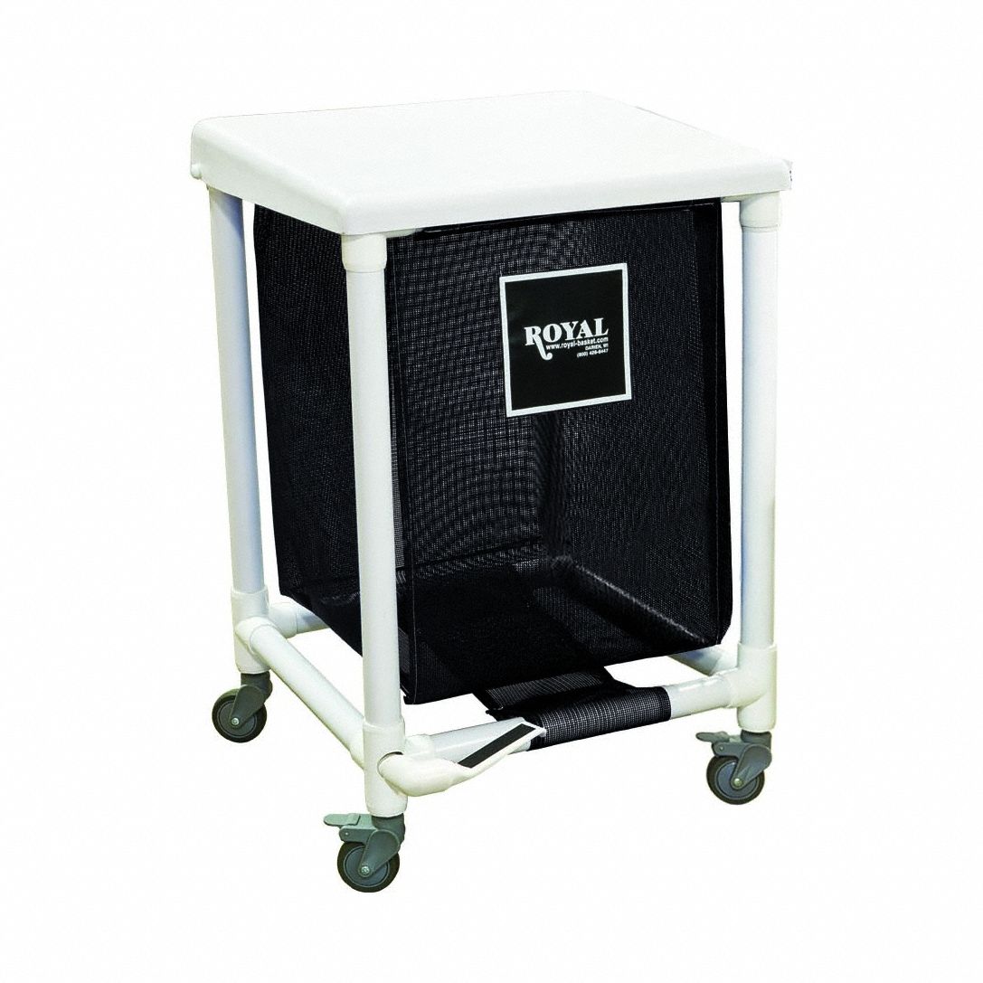 PVC Hamper: PVC Liner, Black, (4) Swivel (2) with Brake, 6.5 cu ft Total Volume
