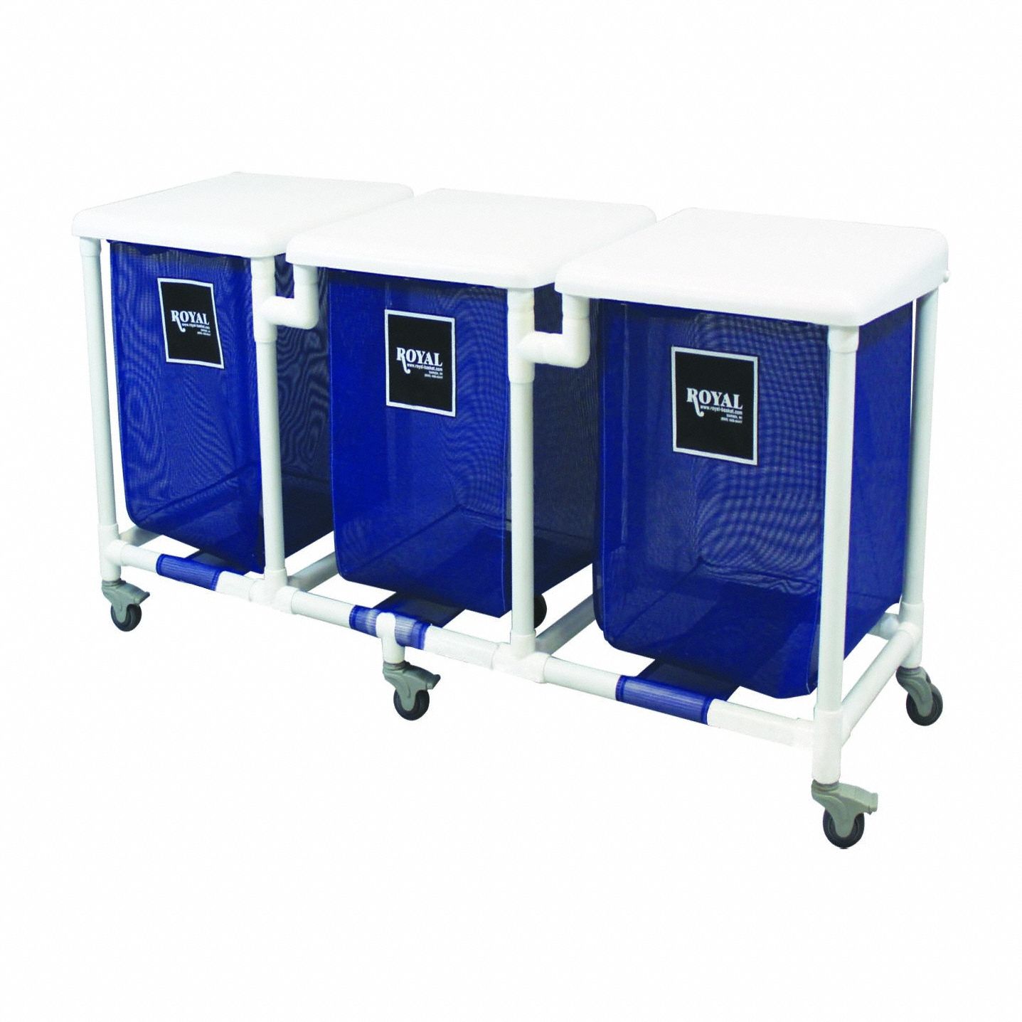 PVC Hamper: PVC Liner, Blue, (4) Swivel (2) with Brake, 19.4 cu ft Total Volume