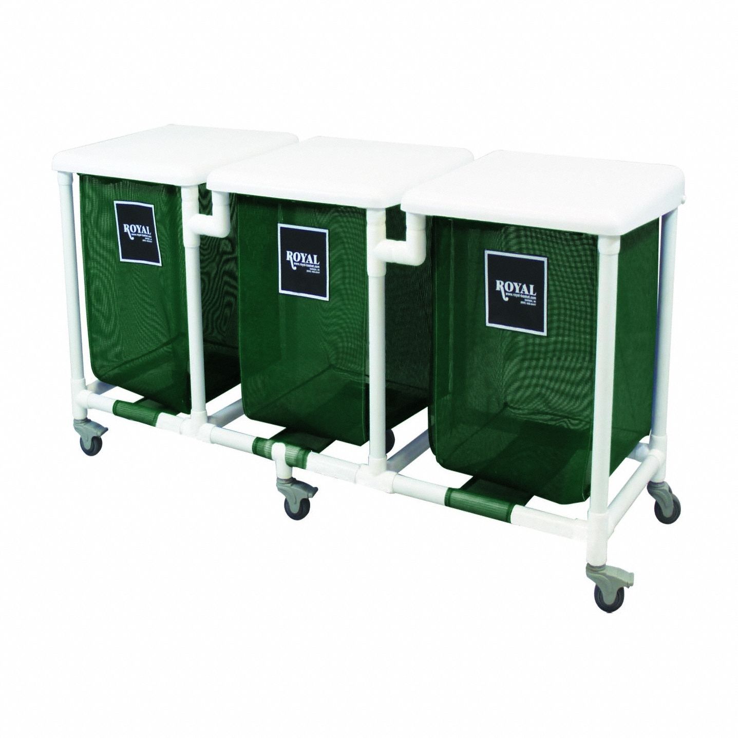 PVC Hamper: PVC Liner, Green, (4) Swivel (2) with Brake, 27 cu ft Total Volume