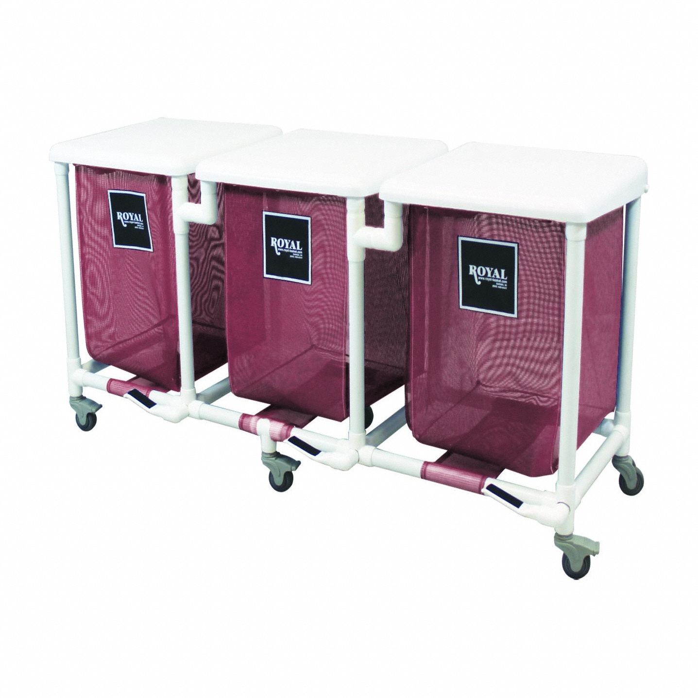 PVC Hamper: PVC Liner, Mauve, (4) Swivel (2) with Brake, 19.4 cu ft Total Volume