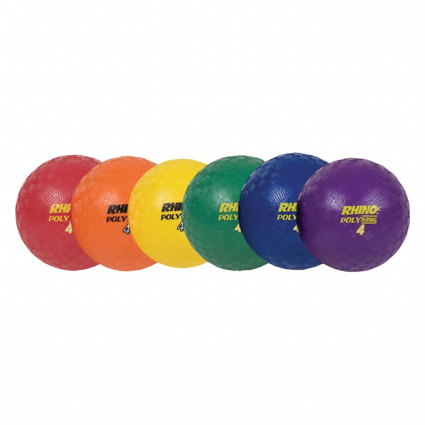 Playground Ball/Dodgeball Set: 4 in Overall Dia, Blue/Green/Orange/Purple/Red/Yellow