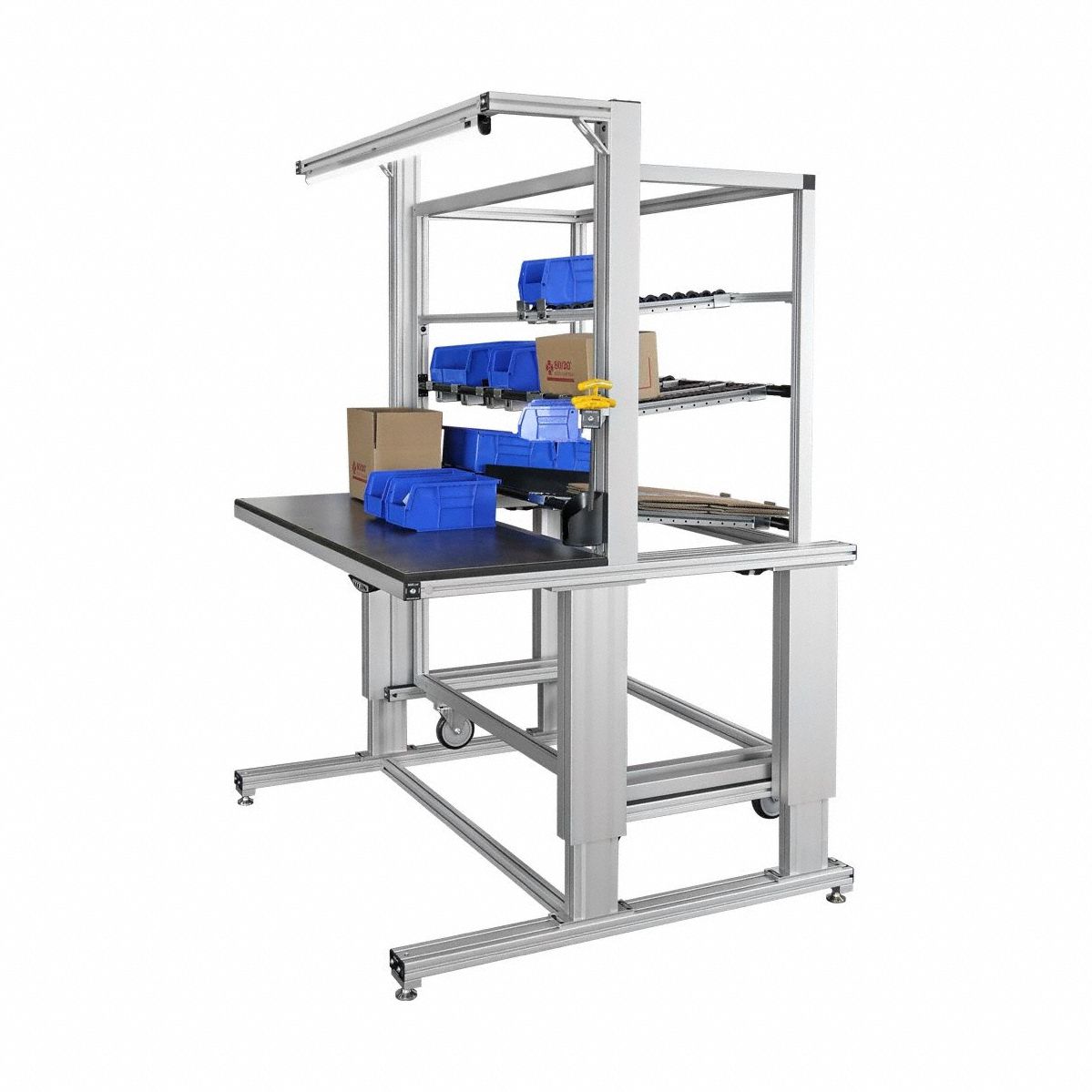Tube Framing System Profiles: Silver, 72 1/2 in H x 48 1/2 in W x 55 3/16 in D, 750 lb Load Capacity (MPN Q-102130). Key specifications — Mobility: Stationary; Brand: 80/20; Color: Silver; Operating Voltage: 110V; Manufacturer Part Number: Q-102130.