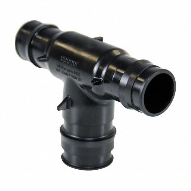 Barbed Tee: 1 in ID x 1 in ID x 1 1/4 in ID Size, Barbed x Barbed x Barbed x Barbed, Polymer