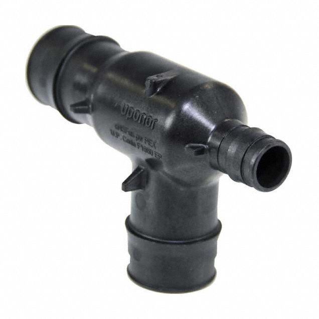 Barbed Tee: 1 in ID x 1/2 in ID x 1 in ID Size, Barbed x Barbed x Barbed x Barbed, Polymer