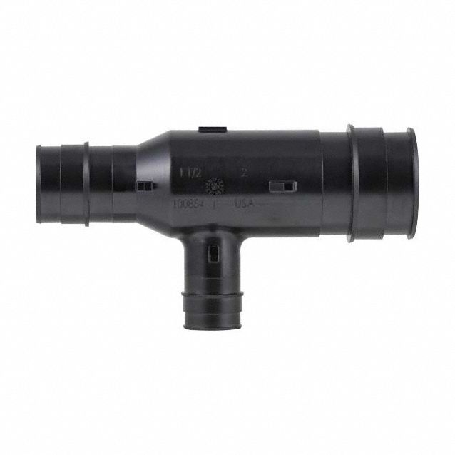 Barbed Tee: 1 1/2 in ID x 1 1/2 in ID x 3/4 in ID Size, Barbed x Barbed x Barbed x Barbed