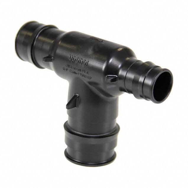 Barbed Tee: 1 in ID x 3/4 in ID x 1 1/4 in ID Size, Barbed x Barbed x Barbed x Barbed