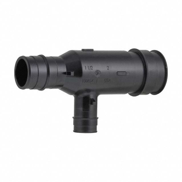 Barbed Tee: 2 in ID x 1 1/2 in ID x 1 in ID Size, Barbed x Barbed x Barbed x Barbed, Polymer