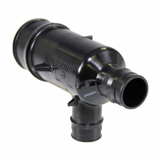 Barbed Tee: 2 in ID x 1 in ID x 1 in ID Size, Barbed x Barbed x Barbed x Barbed, Polymer