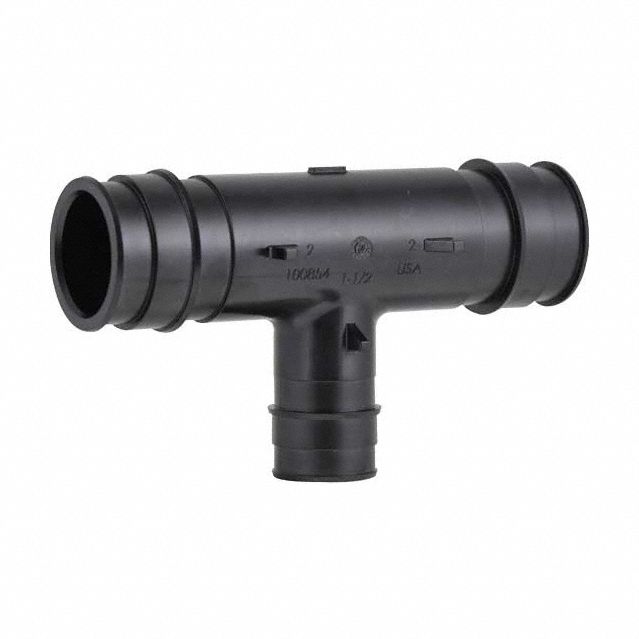 Barbed Tee: 2 in ID x 2 in ID x 1 1/2 in ID Size, Barbed x Barbed x Barbed x Barbed, Polymer