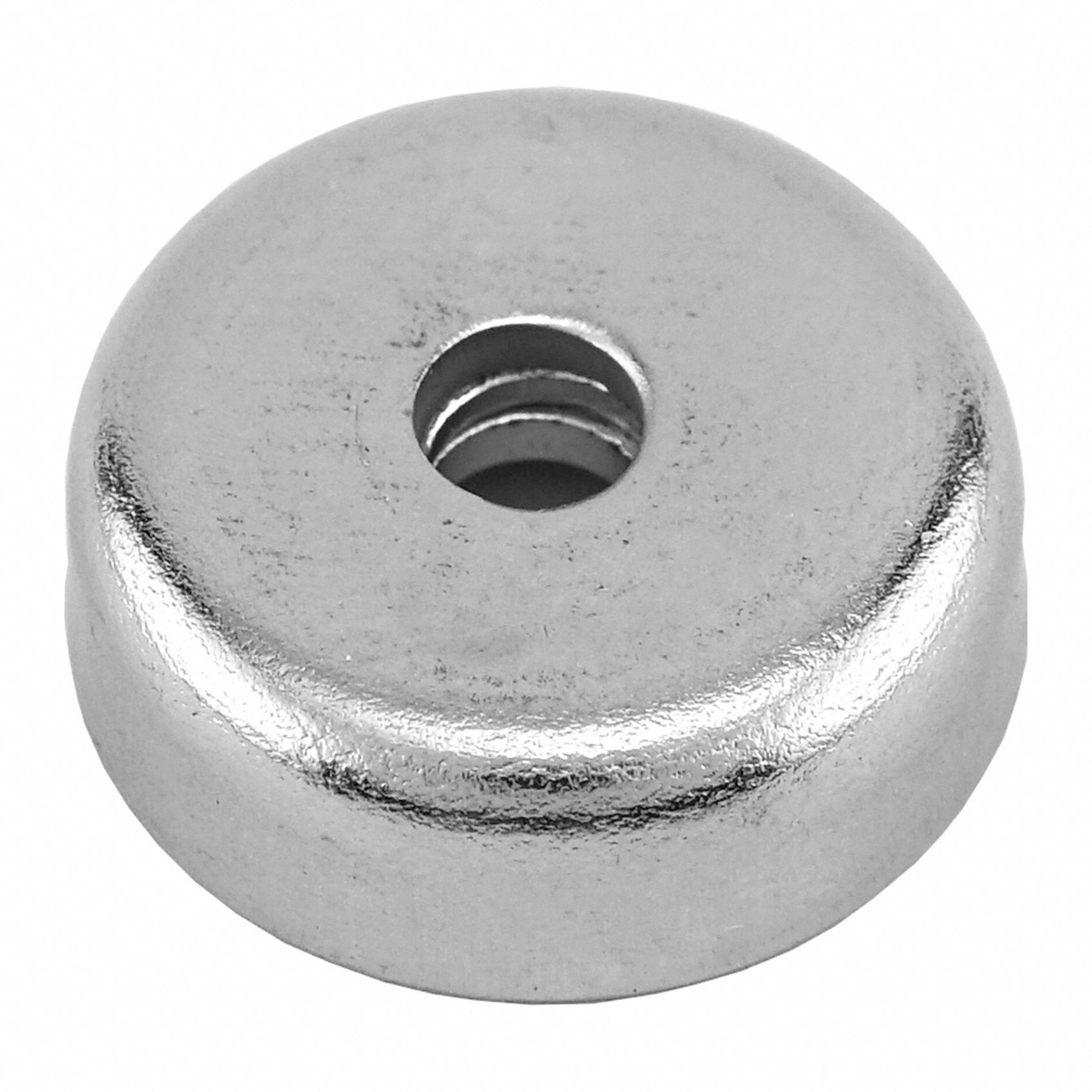 Rare Earth Magnet: Neodymium, 3/4 in Outside Dia, 0.17" Tap Size, 0.25 in Thick, 42