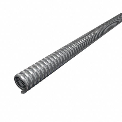 Flexible Metal Conduit - Reduced Wall: 1/2 in Trade Size, 25 ft Overall Lg, Steel