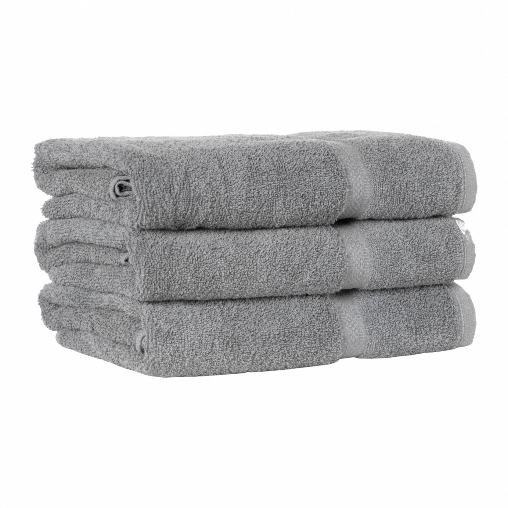 Bath Towel: Gray, 52 in Overall Lg, 27 in Overall Wd, 14 lb/dozen, 100% Cotton Material