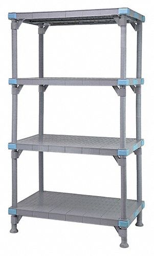 Shelving Unit: 60 in x 18 in, 62 in Overall Ht, 4 Shelves, Quick-Adjust