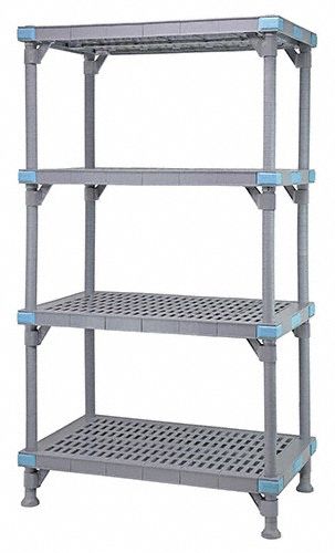 Shelving Unit: 60 in x 18 in, 62 in Overall Ht, 4 Shelves, Quick-Adjust