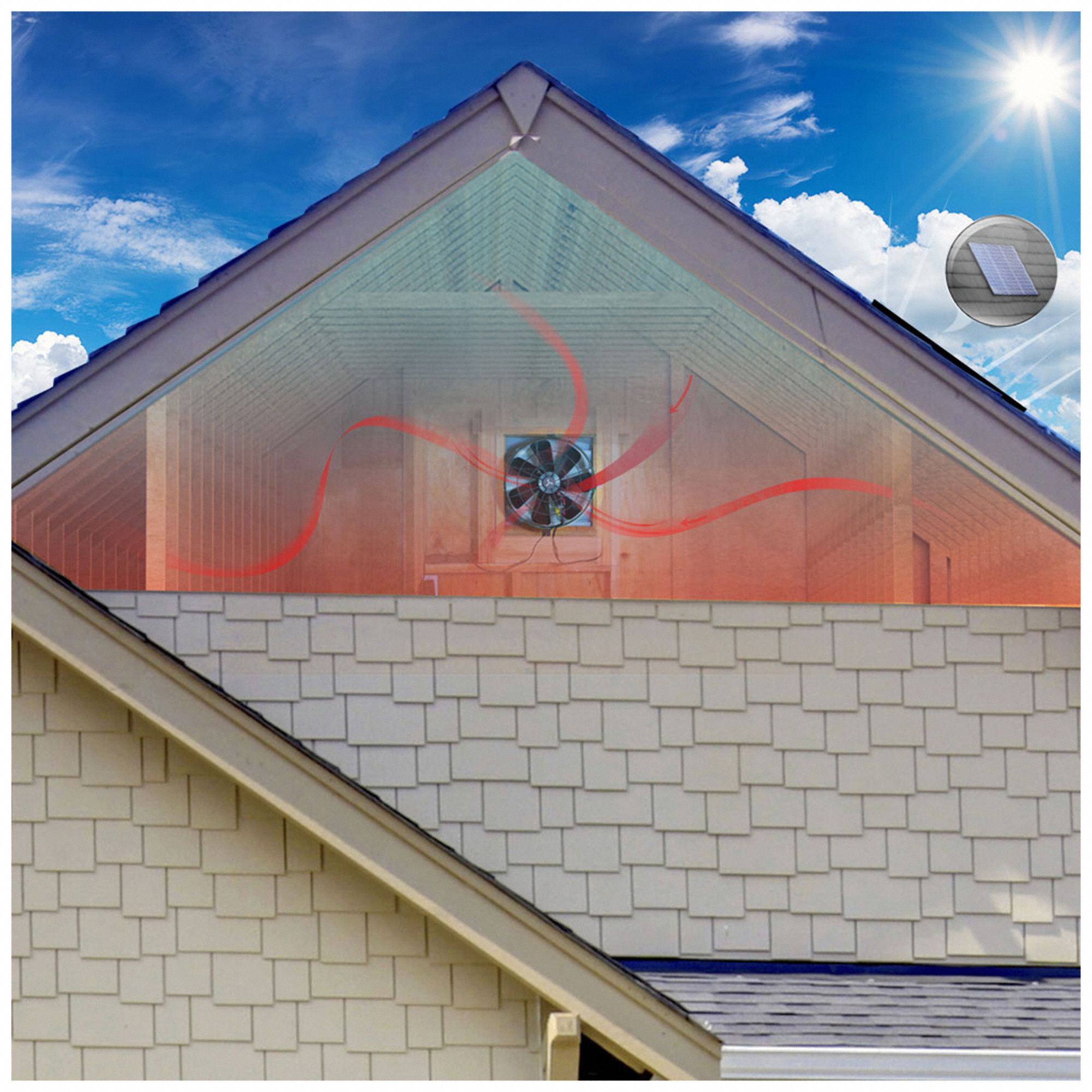 QUIETCOOL Attic Exhaust Fan: Gable Mount, Solar, Max. 2,600 sq ft Attic ...