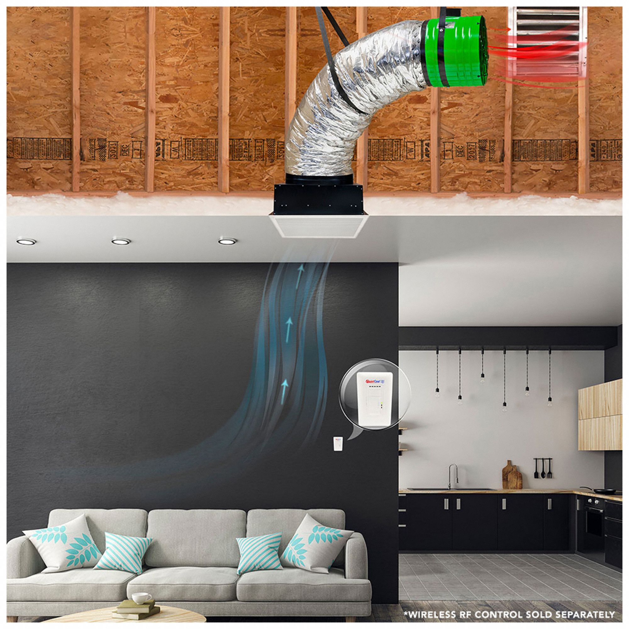 QUIETCOOL Whole House Fan Ceiling Mount, 16 in Blade, 3,081 cfm Max