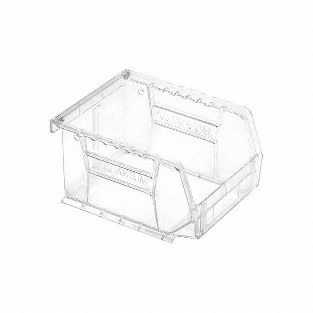 Plastic Bin: 4 1/8 in x 5 3/8 in x 3 in, Clear, Label Holder Included, 250°F