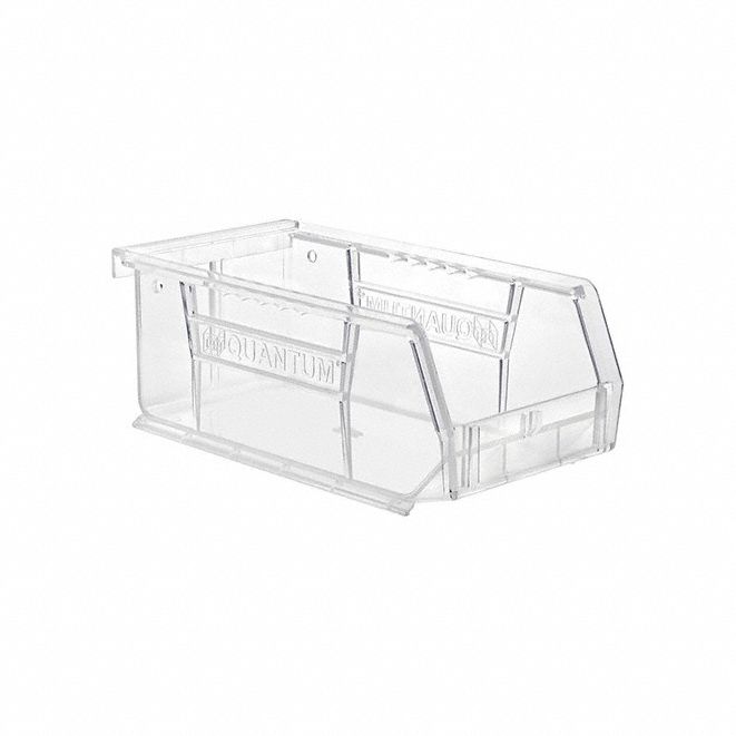 Plastic Bin: 4 1/8 in x 7 3/8 in x 3 in, Clear, Label Holder Included, 250°F