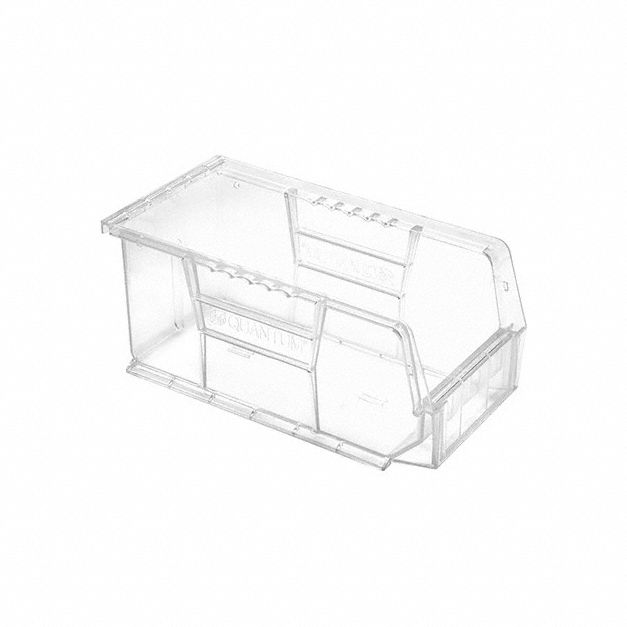 Plastic Bin: 5 1/2 in x 10 7/8 in x 5 in, Clear, Label Holder Included