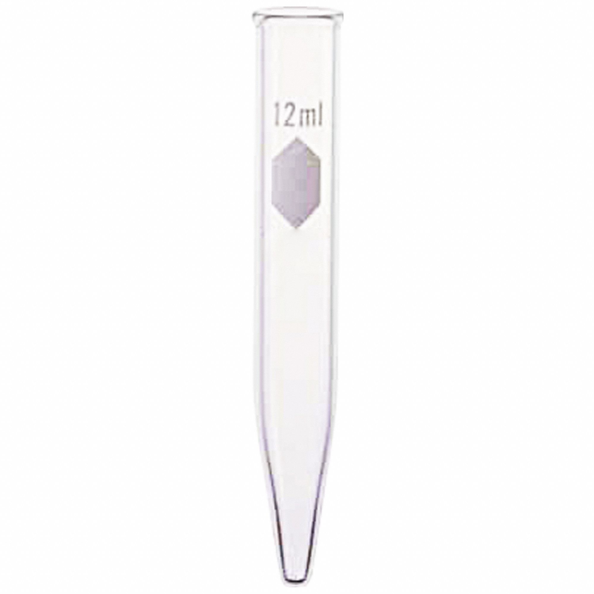 Conical Centrifuge Tube: Type I Borosilicate Glass, 12 mL, 17 mm Body Dia, 118 mm Overall Ht, Clear