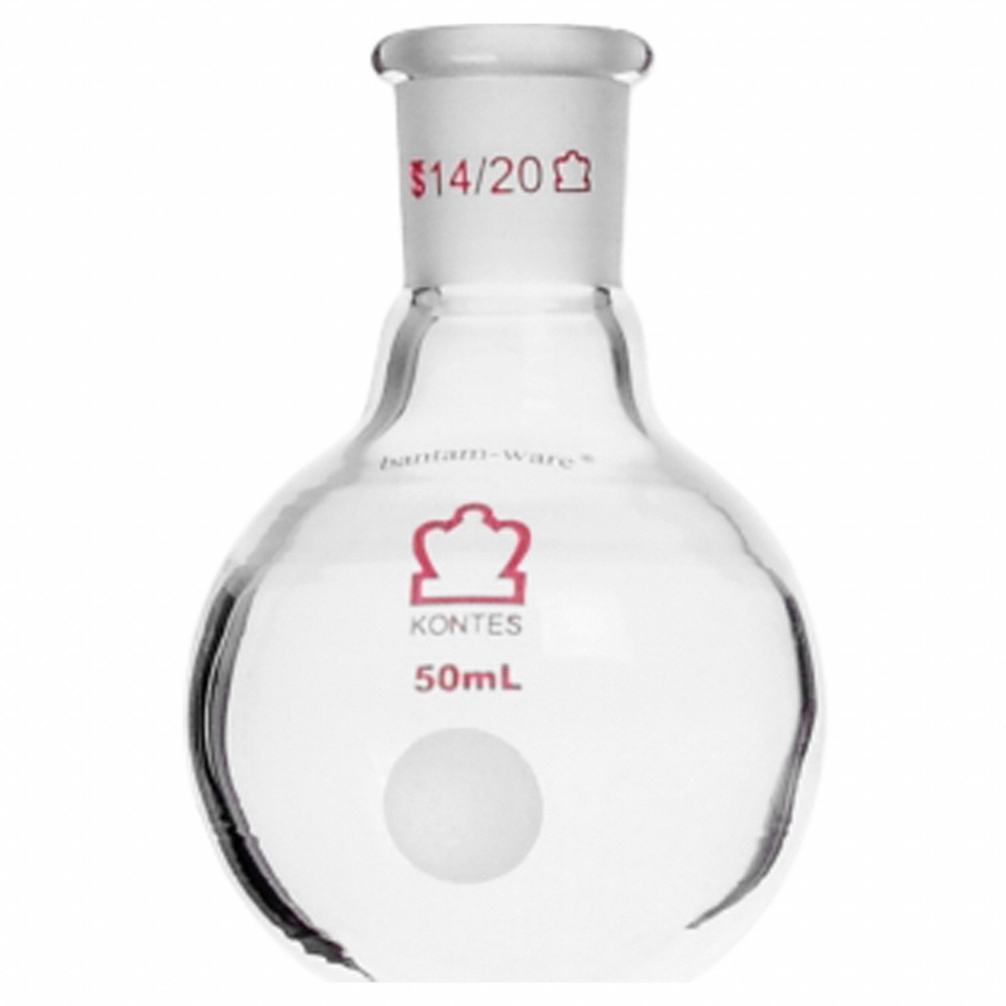 Borosilicate Glass, 50 mL Capacity - mL, Round Bottom Flask - 52NF40 ...