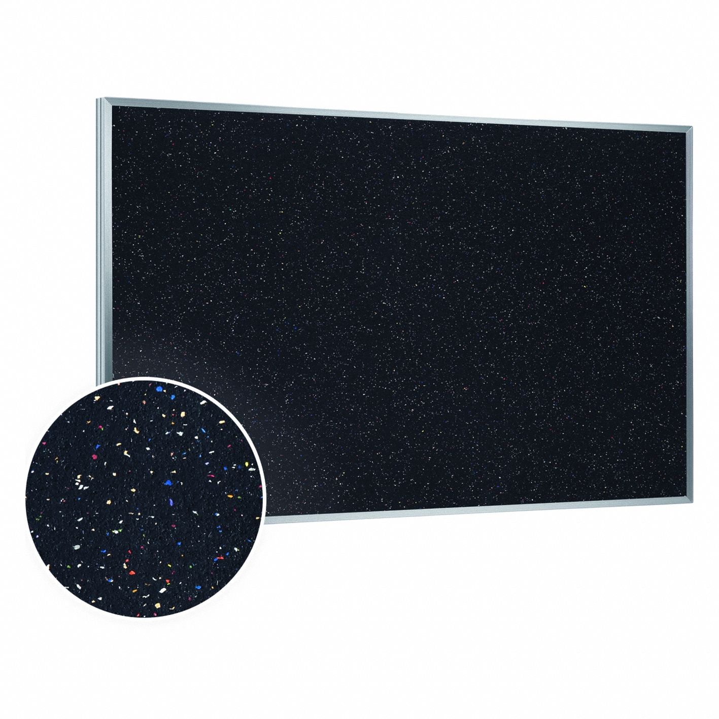 Bulletin Board: Recycled Rubber, Wall Mounted, 24 in Overall Ht, 36 in Overall Wd, Silver