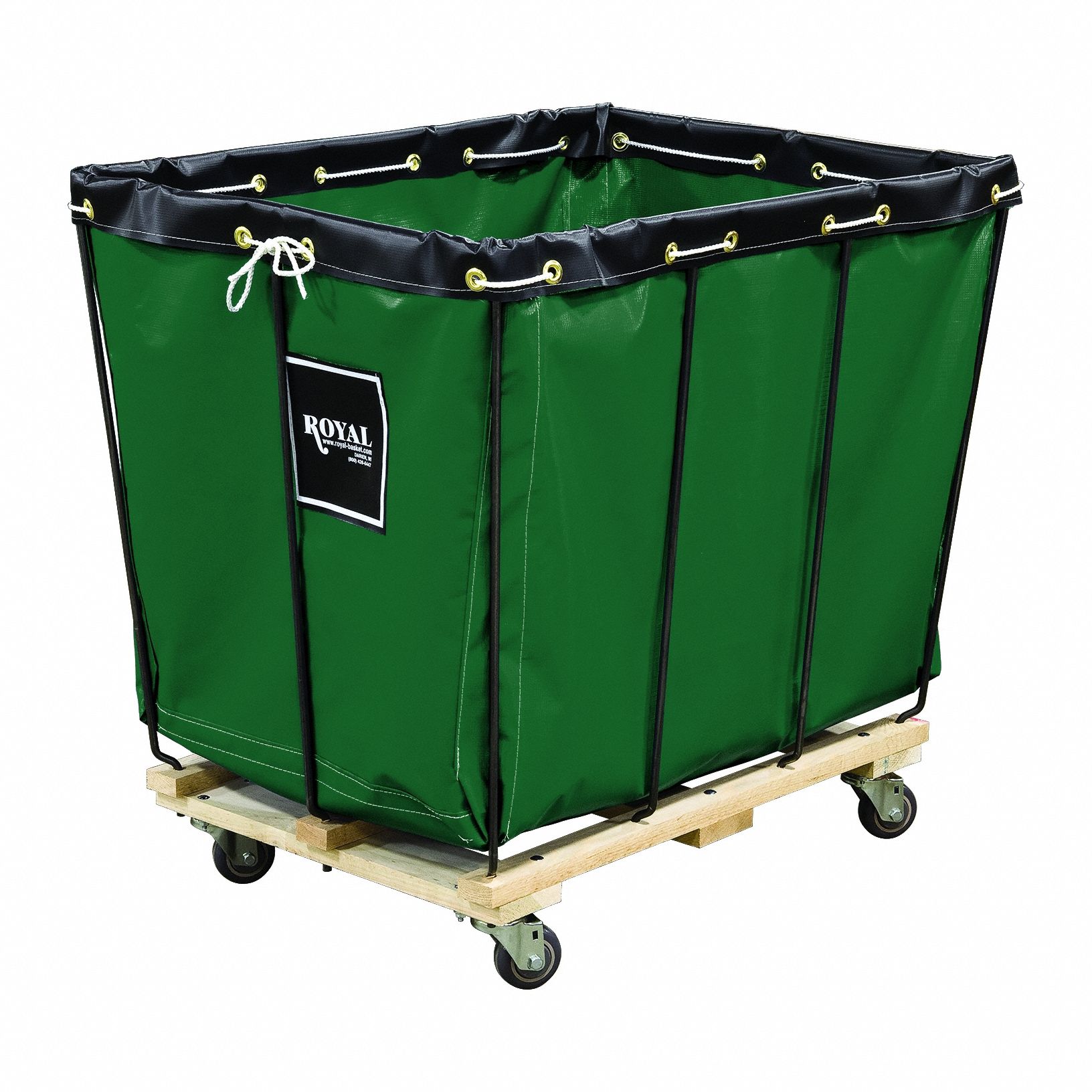 Basket Truck: Vinyl Liner, Green, (2) Rigid/(2) Swivel, Corner, 48 in Overall Lg