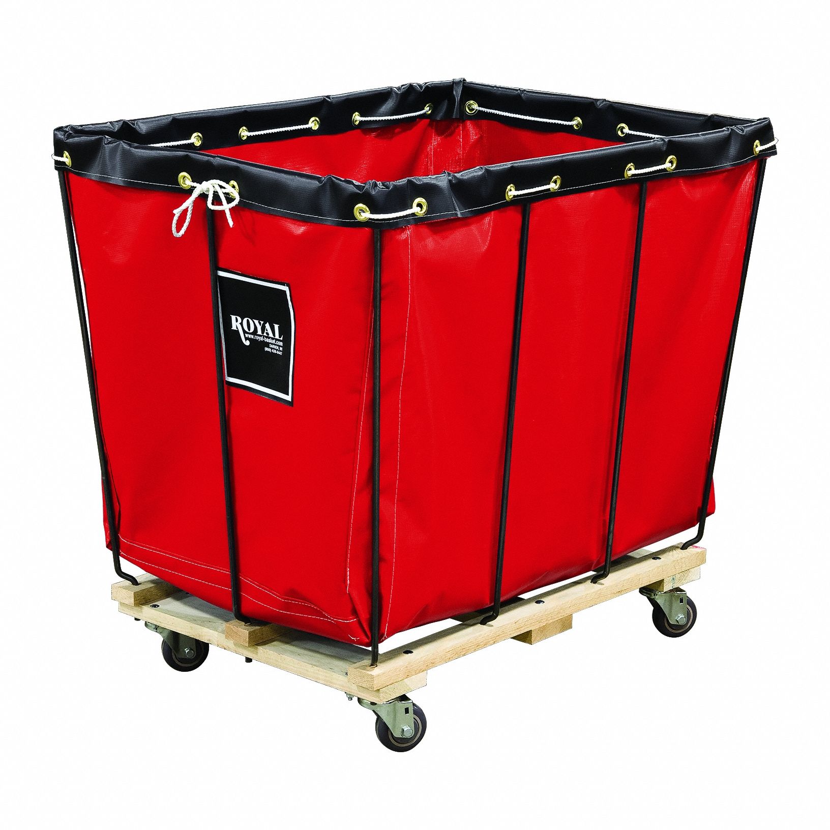 Basket Truck: Vinyl Liner, Red, (2) Rigid/(2) Swivel, Corner, 34 in Overall Lg