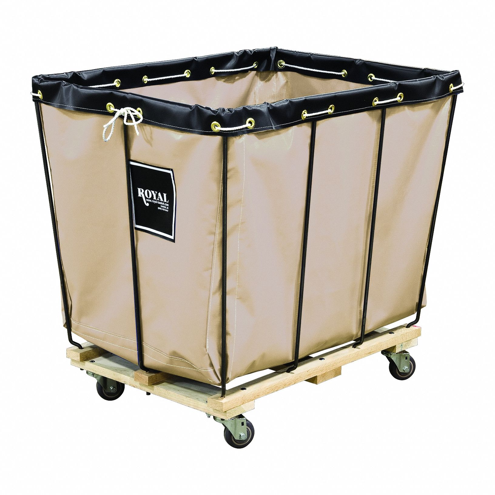 Basket Truck: Vinyl Liner, Tan, (4) Swivel, Corner, 10 bu Truck Capacity, Wood