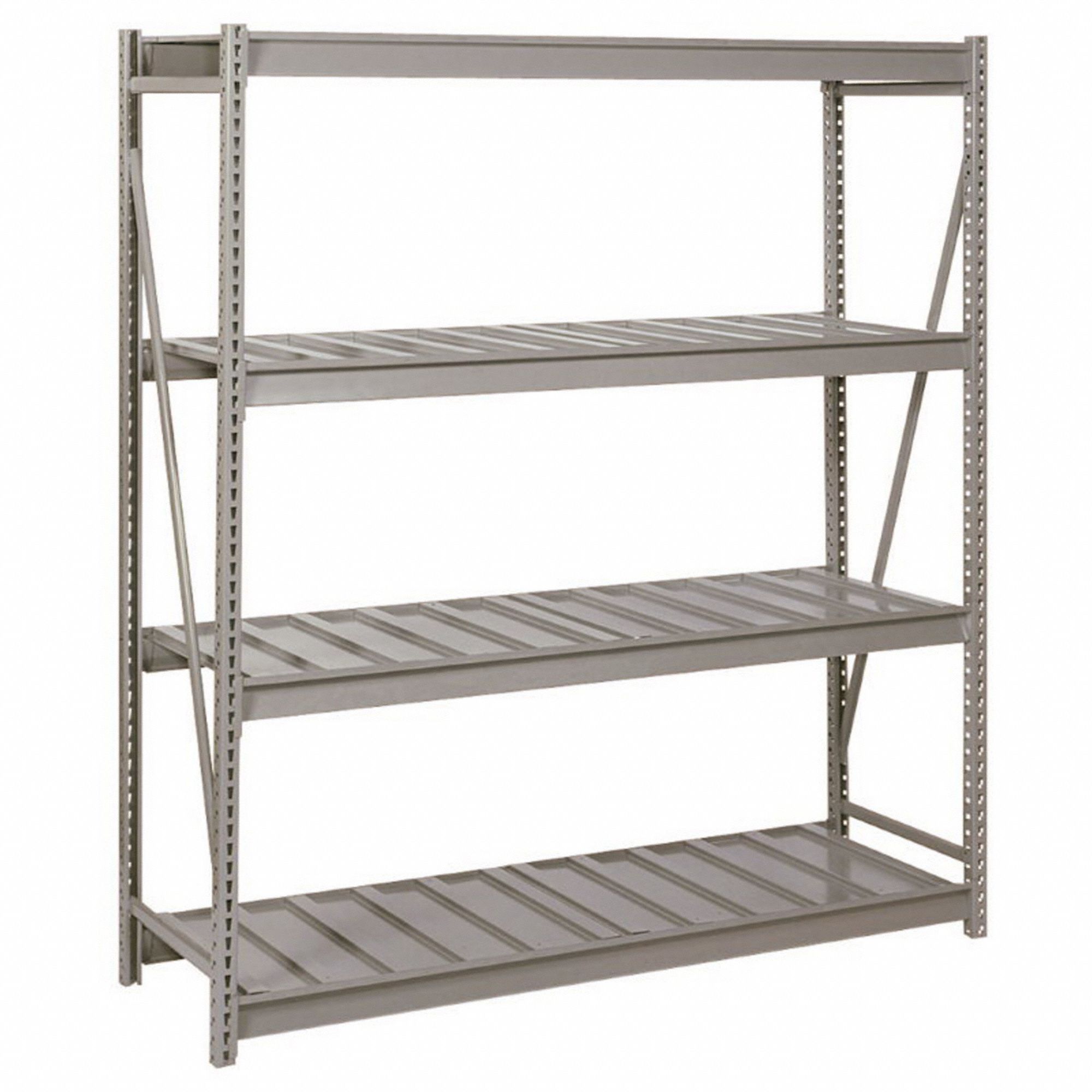 BULK STORAGE RACK, STARTER, MEDIUM-DUTY, 72 IN X 48 IN X 96 IN, RIBBED STEEL, 4 SHELVES