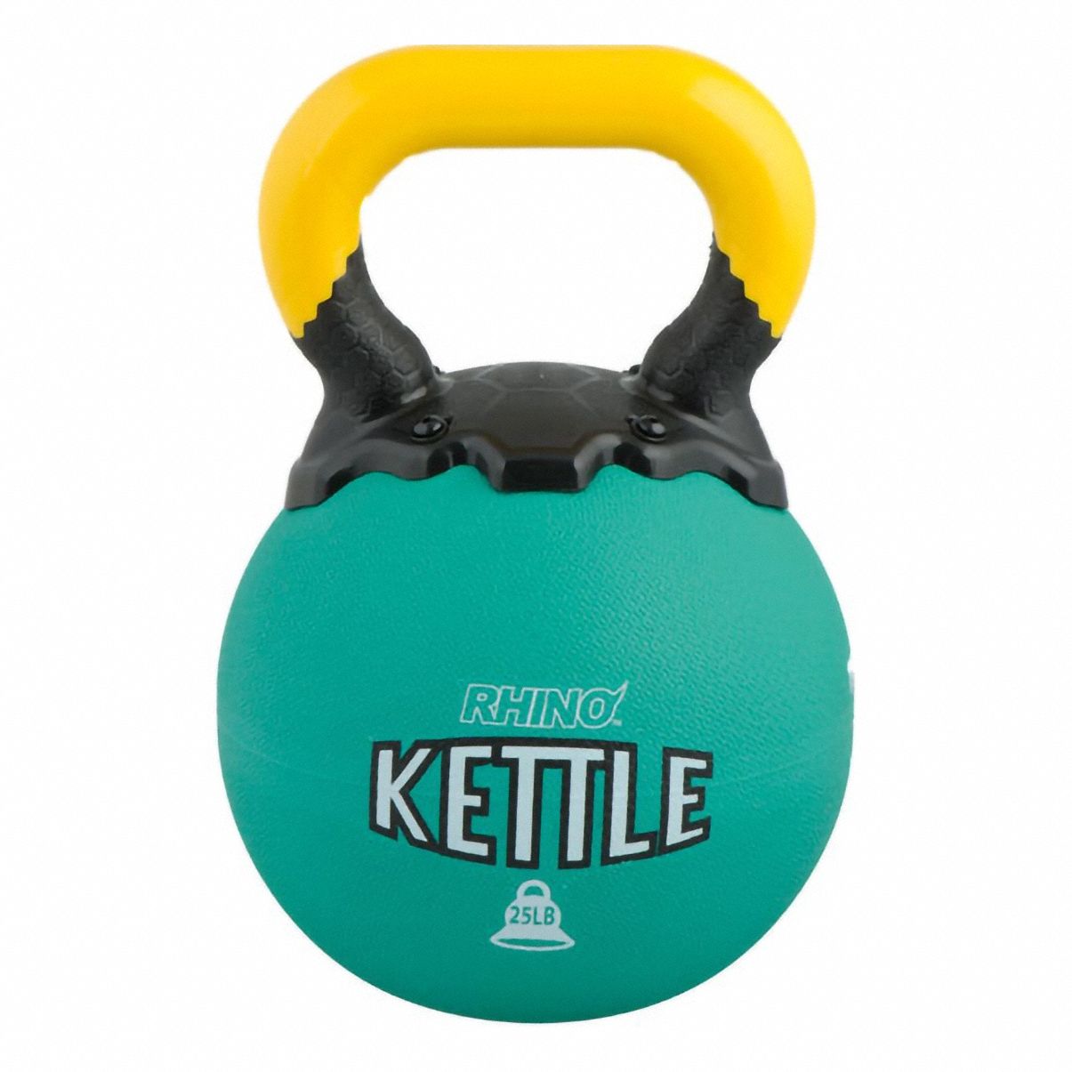 Kettle Bell: 25 lb, Black, Rubber, Round, 8 in Wt Dia