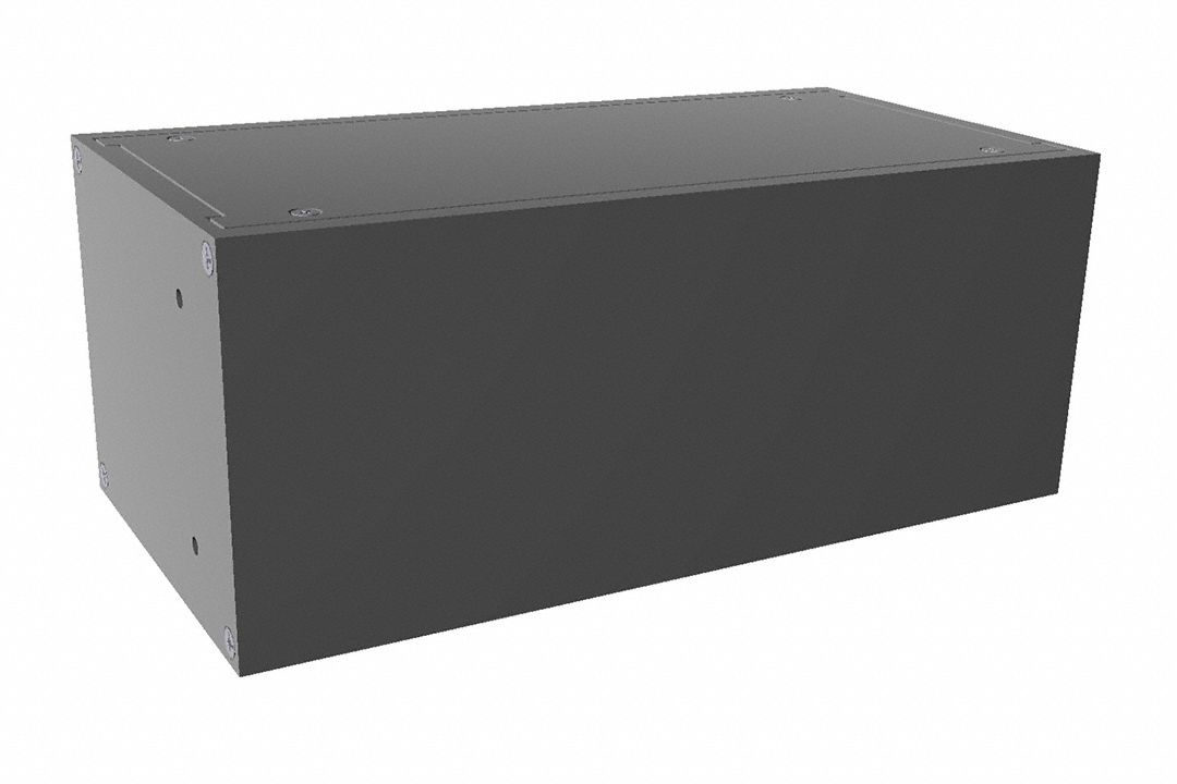Rack-Mounted Instrument Enclosure: Solid, Half Wd, 2 RU, 4.25 in Dp, Black Powder Coated