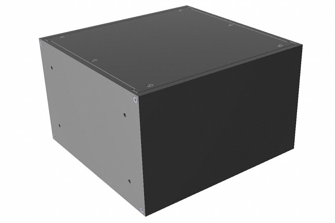 Rack-Mounted Instrument Enclosure: Solid, Half Wd, 3 RU, 8 in Dp, Black Powder Coated